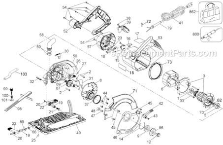 Page A Diagram and Parts List for 423MAG Type 3 Porter Cable Circular Saw